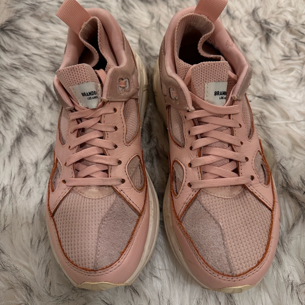 Blush pink brand black sneakers size 6.5. Vibram sole